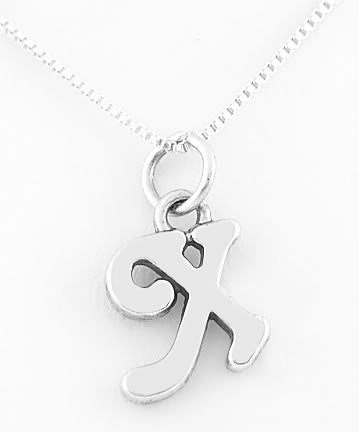 STERLING SILVER LETTER X CHARM WITH NECKLACE 16"