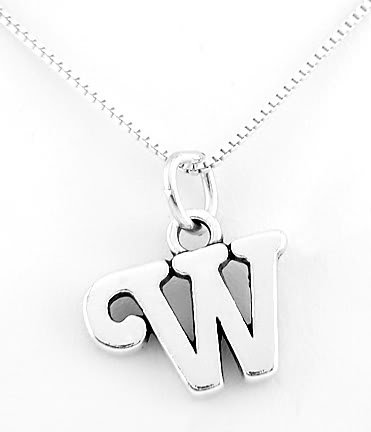 STERLING SILVER LETTER W CHARM WITH NECKLACE 16"