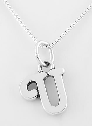 STERLING SILVER LETTER U CHARM WITH NECKLACE 16"