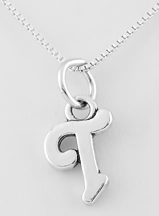 STERLING SILVER LETTER T CHARM WITH NECKLACE 16"