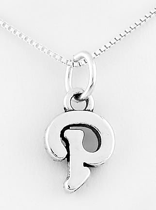 STERLING SILVER LETTER P CHARM WITH NECKLACE 16"