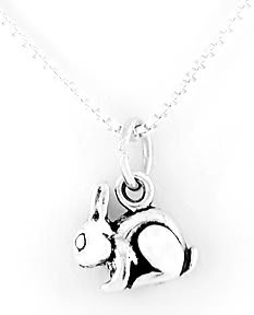 STERLING SILVER BUNNY RABBIT CHARM NECKLACE