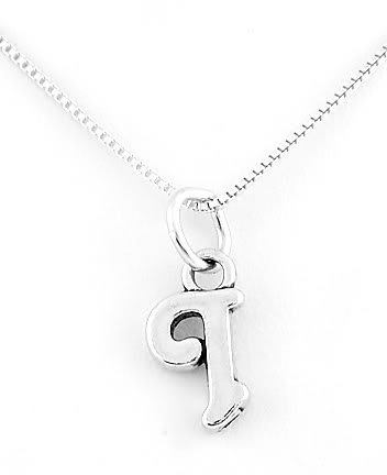 STERLING SILVER LETTER I CHARM WITH NECKLACE