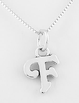 STERLING SILVER LETTER F CHARM WITH NECKLACE