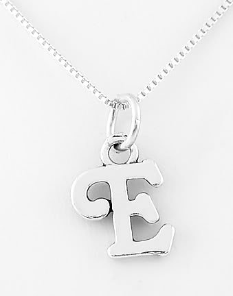 STERLING SILVER LETTER E CHARM WITH NECKLACE