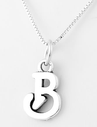 STERLING SILVER LETTER B CHARM WITH NECKLACE