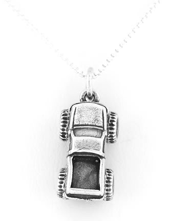 STERLING SILVER MONSTER TRUCK 3D CHARM WITH NECKLACE