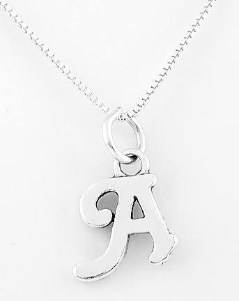 STERLING SILVER LETTER A CHARM WITH NECKLACE