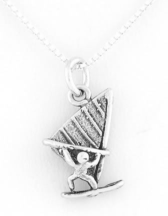 STERLING SILVER WINDSURFER CHARM WITH NECKLACE