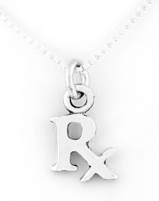 STERLING SILVER RX SYMBOL CHARM NECKLACE