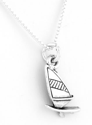 STERLING SILVER SAILBOAT CHARM WITH 16 INCH BOX CHAIN NECKLACE