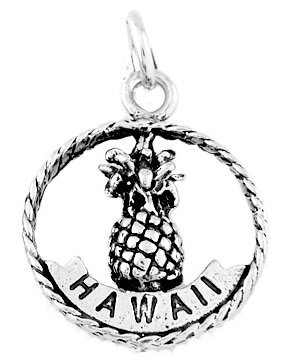 STERLING SILVER HAWAII ALOHA PINEAPPLE CHARM/PENDANT