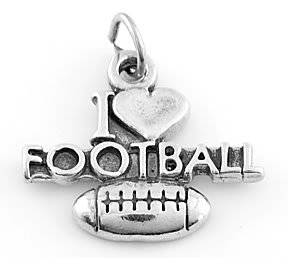 STERLING SILVER 12 PIECES I LOVE FOOTBALL SIGN CHARM