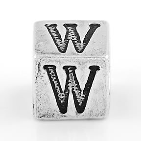 STERLING SILVER BLOCK LETTER INITIAL W CUBE CHARM