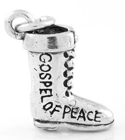 STERLING SILVER 3D ARMOR OF GOD-BOOT CHARM/PENDANT