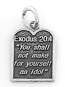 STERLING SILVER EXODUS 20:4 TEN COMMANDMENT #2 CHARM/PENDANT