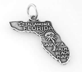 STERLING SILVER STATE OF FLORIDA CHARM/PENDANT