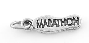 STERLING SILVER SHOE PRINT W/ MARATHON CHARM/PENDANT