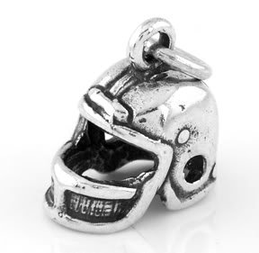 STERLING SILVER FOOTBALL PLAYER'S HELMET CHARM/PENDANT