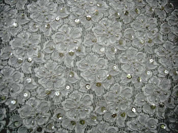 Beaded Lace Fabric 50" wide, 2 yards, bridal chic victorian shabby french