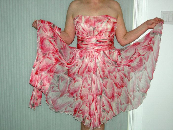 Pink Chiffon dress, vintage fairy like, size 8/10 roughly