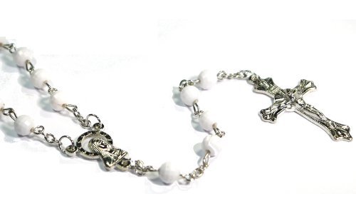 White Pearl Fashion Rosary Necklace