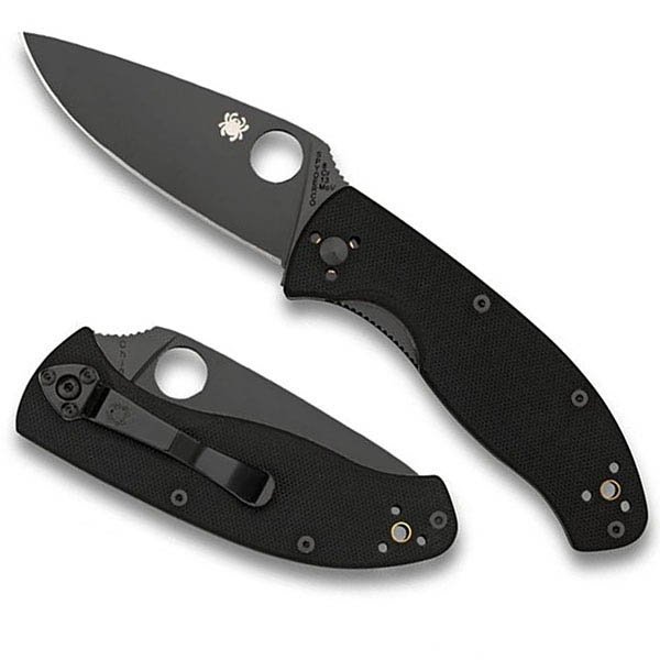Spyderco Tenacious, Black G-10 Handle, Black Blade, Plain