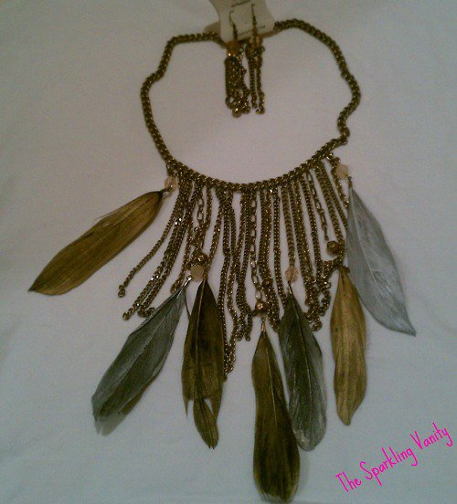Tarnished Vintage Feather Necklace