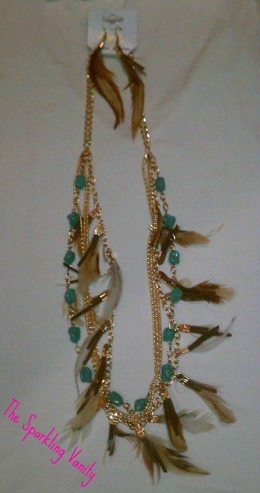 Feather and Turquoise Stone Necklace