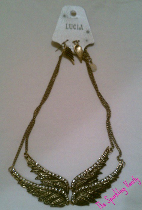 Vintage Rhinestone Feather Necklace
