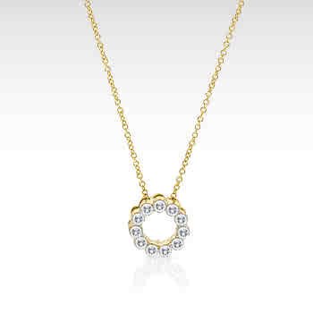 14k Gold Diamond Circle Flower Pendant Necklace (G/VS1-2, 1/2 ct. tw.)