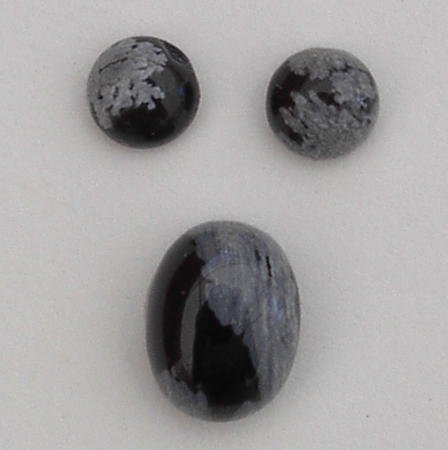 3 SNOWFLAKE OBSIDIAN CABOCHON GEMSTONES - FREE SHIPPING