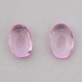 2 PINK TOURMALINE CABOCHON OVAL GEMSTONES 6x4mm - FREE SHIPPING
