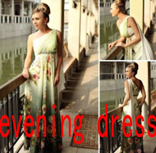 dinner dress,Long evening dress, printing, performing chair dress, cocktail dress party