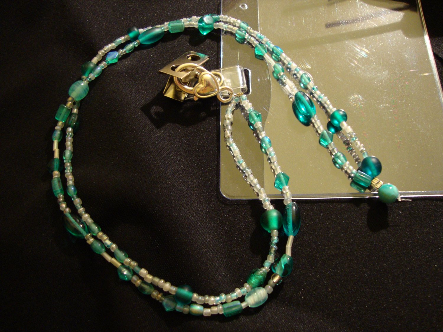 Blue Green Beaded Lanyard