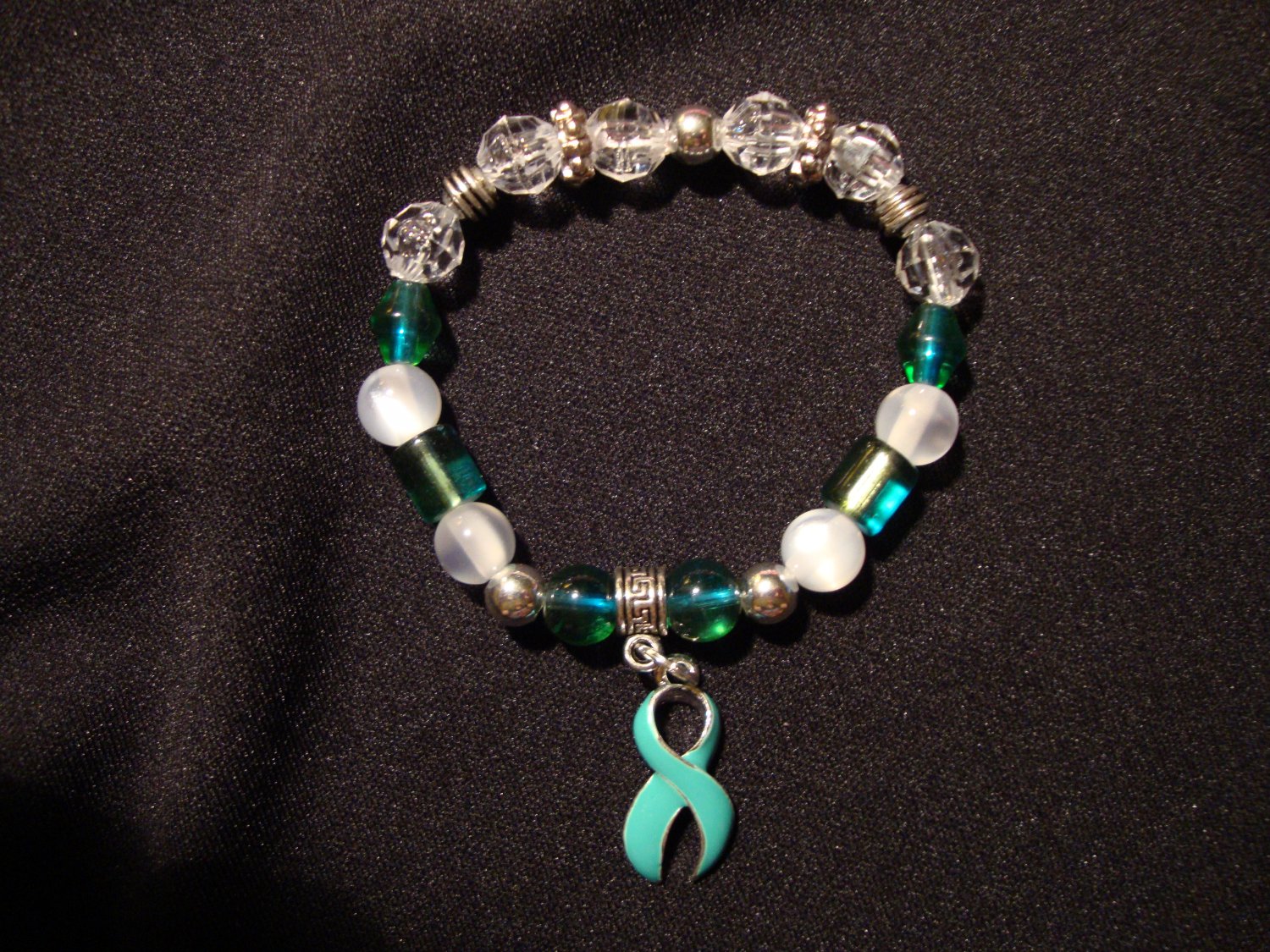 Bead Teal ribbon bracelet