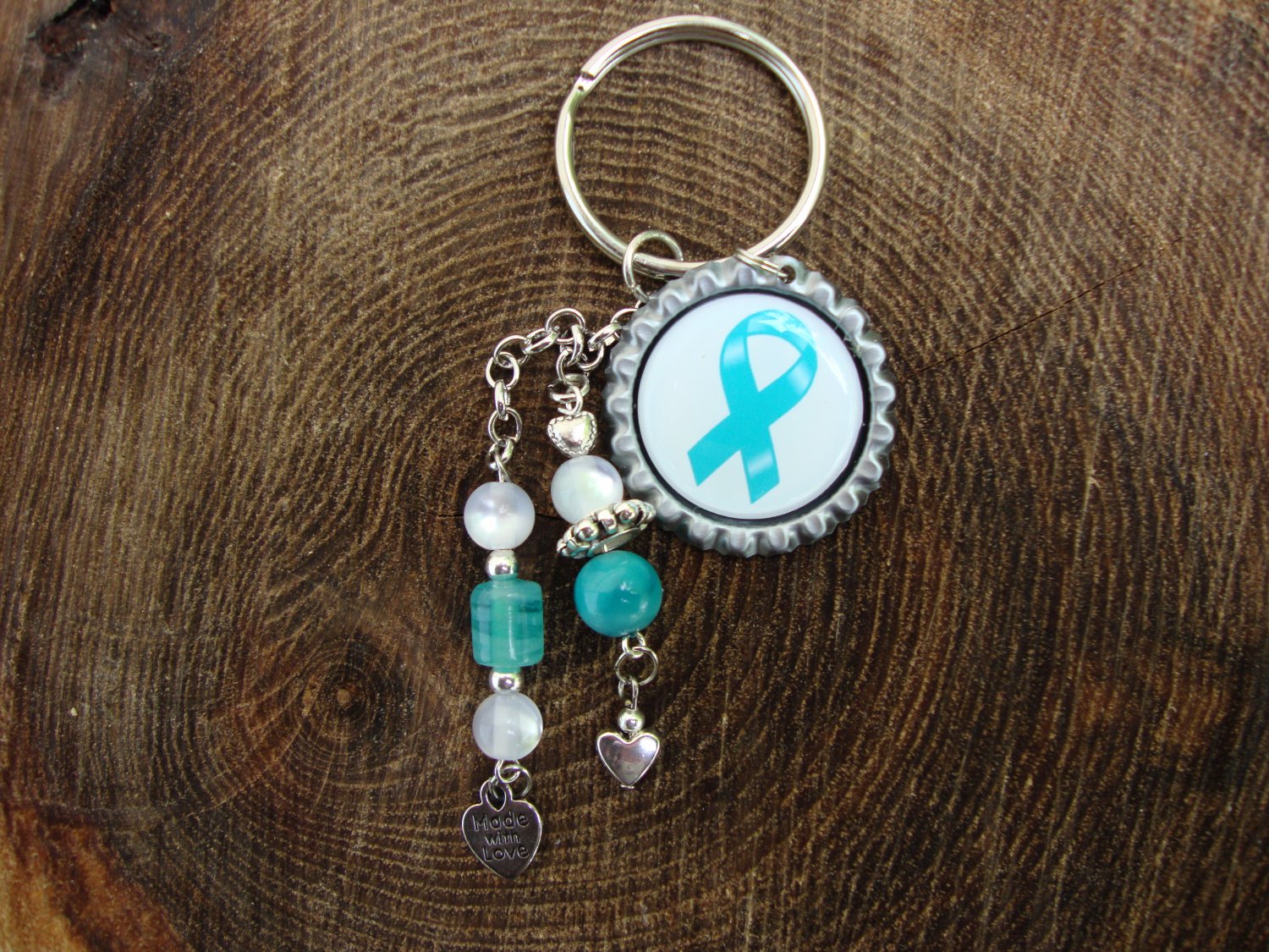 Teal Ribbon Key Chain