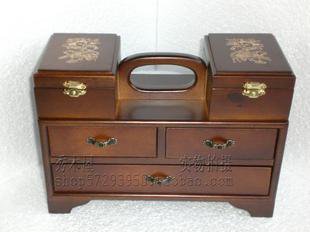 portable archaize multilayer wooden jewellery box