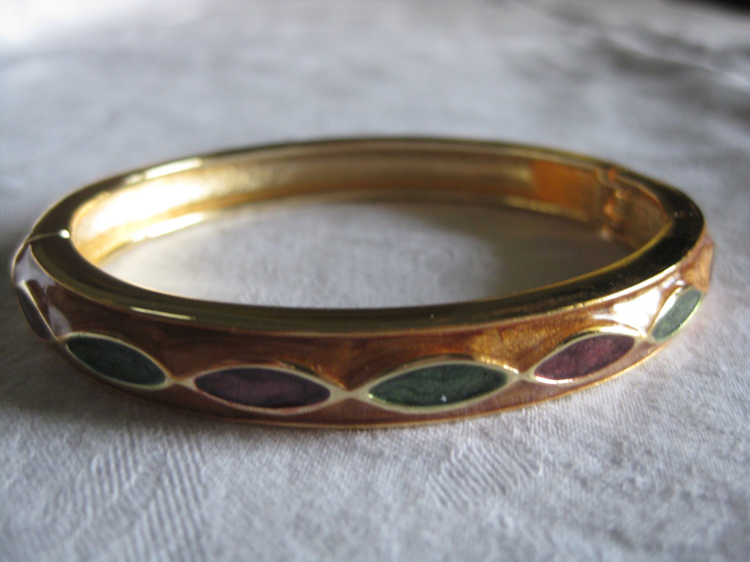 Gold hand painted enamel bangle