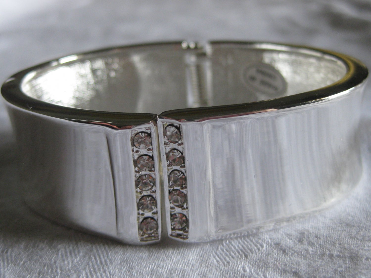 silver cuff with rhinestones