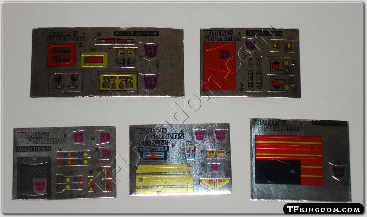 Transformers G1 Menasor Set Sticker Decal Sheet