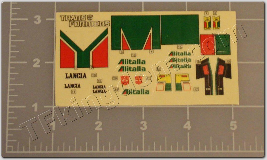 Transformers G1 Wheeljack Sticker Decal Sheet