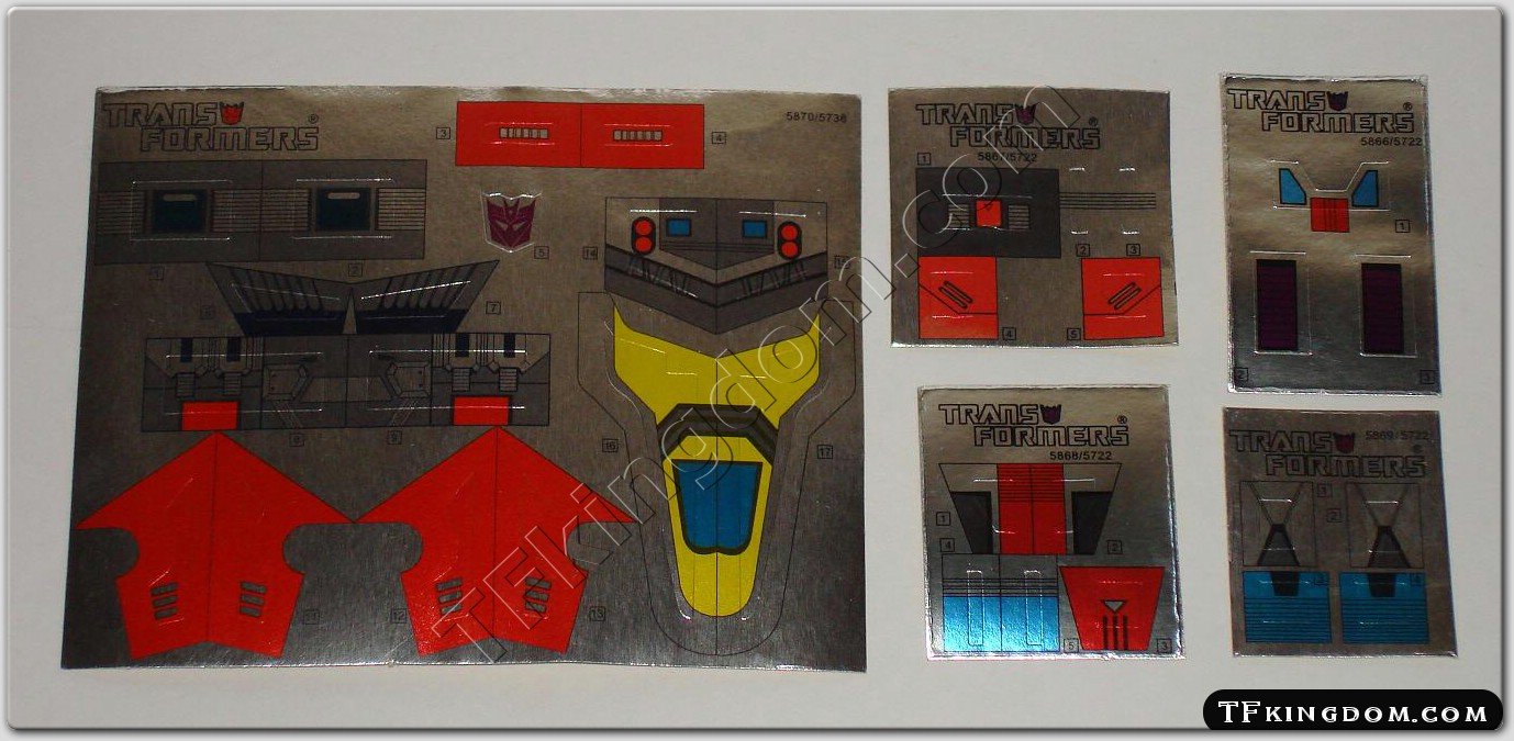 Transformers G1 Abominus Set Sticker Decal Sheet