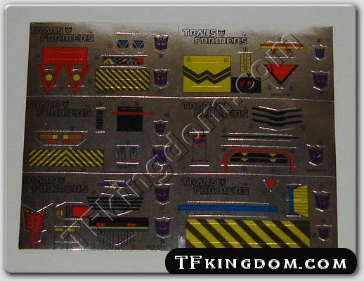 Transformers G1 Devastator Set Sticker Decal Sheet