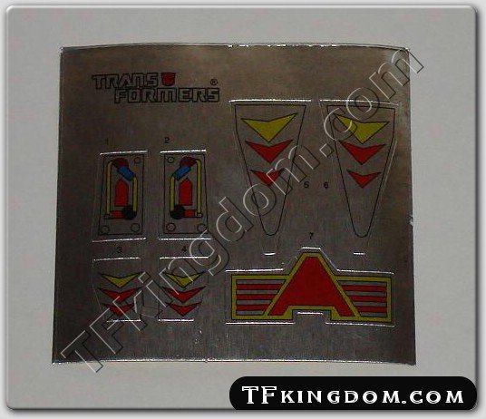 Transformers G1 Hot Rod Sticker Decal Sheet