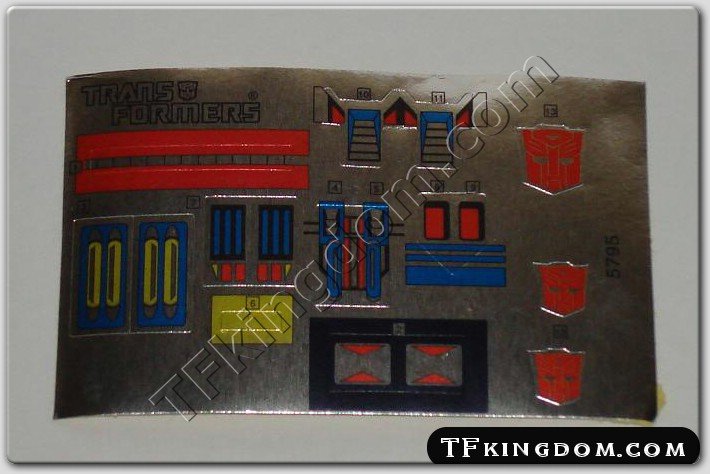 Transformers G1 Ultra Magnus Sticker Decal Sheet