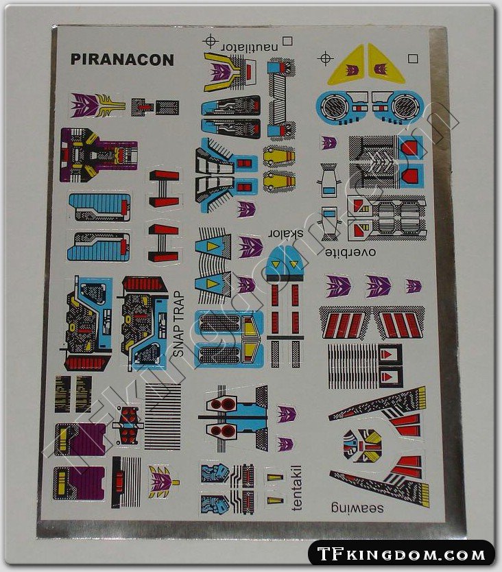 Transformers G1 Piranacon Seacons Sticker Decal Sheet Weekly Special!