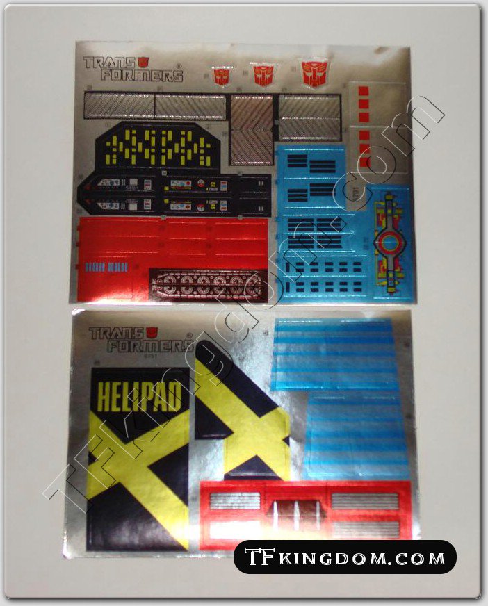 Transformers G1 Metroplex Full Set Sticker Decal Sheet