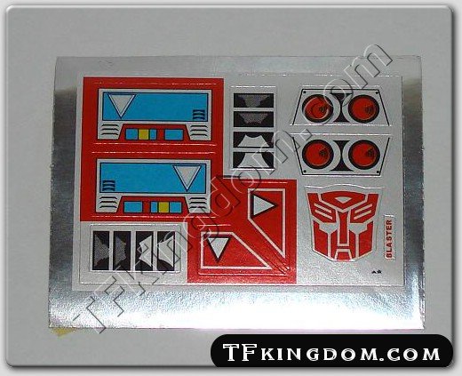 Transformers G1 Blaster Sticker Decal Sheet