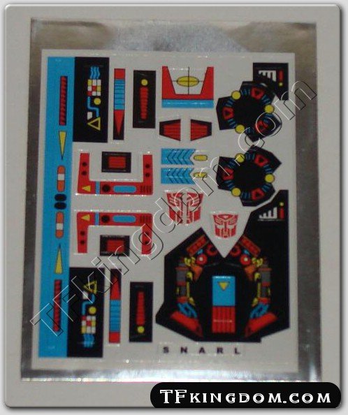 Transformers G1 Snarl Sticker Decal Sheet